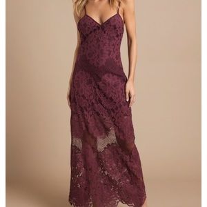 TOBI Lace Wine Maxi Dress
